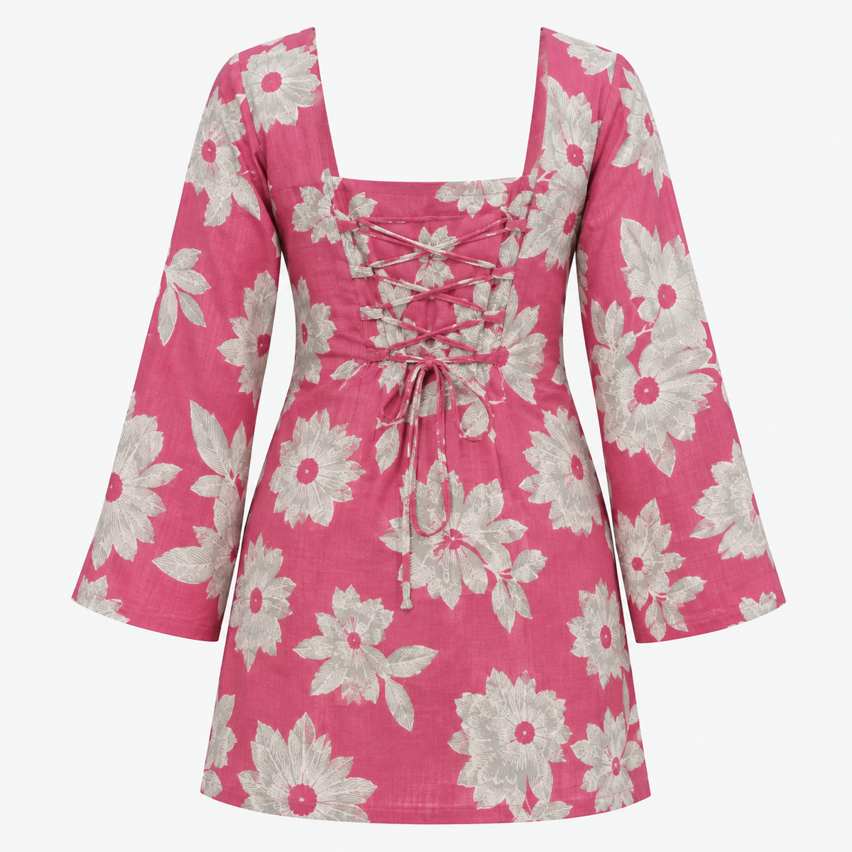 Pink Floral- Corset Back Kurti