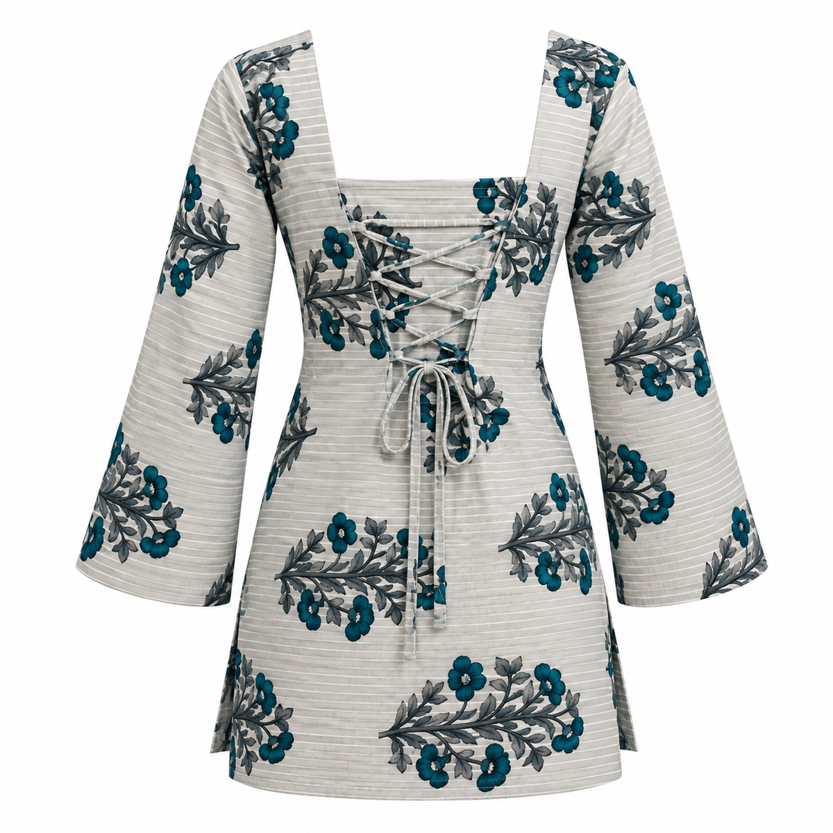 Teal Botanical- Corset Back Kurti
