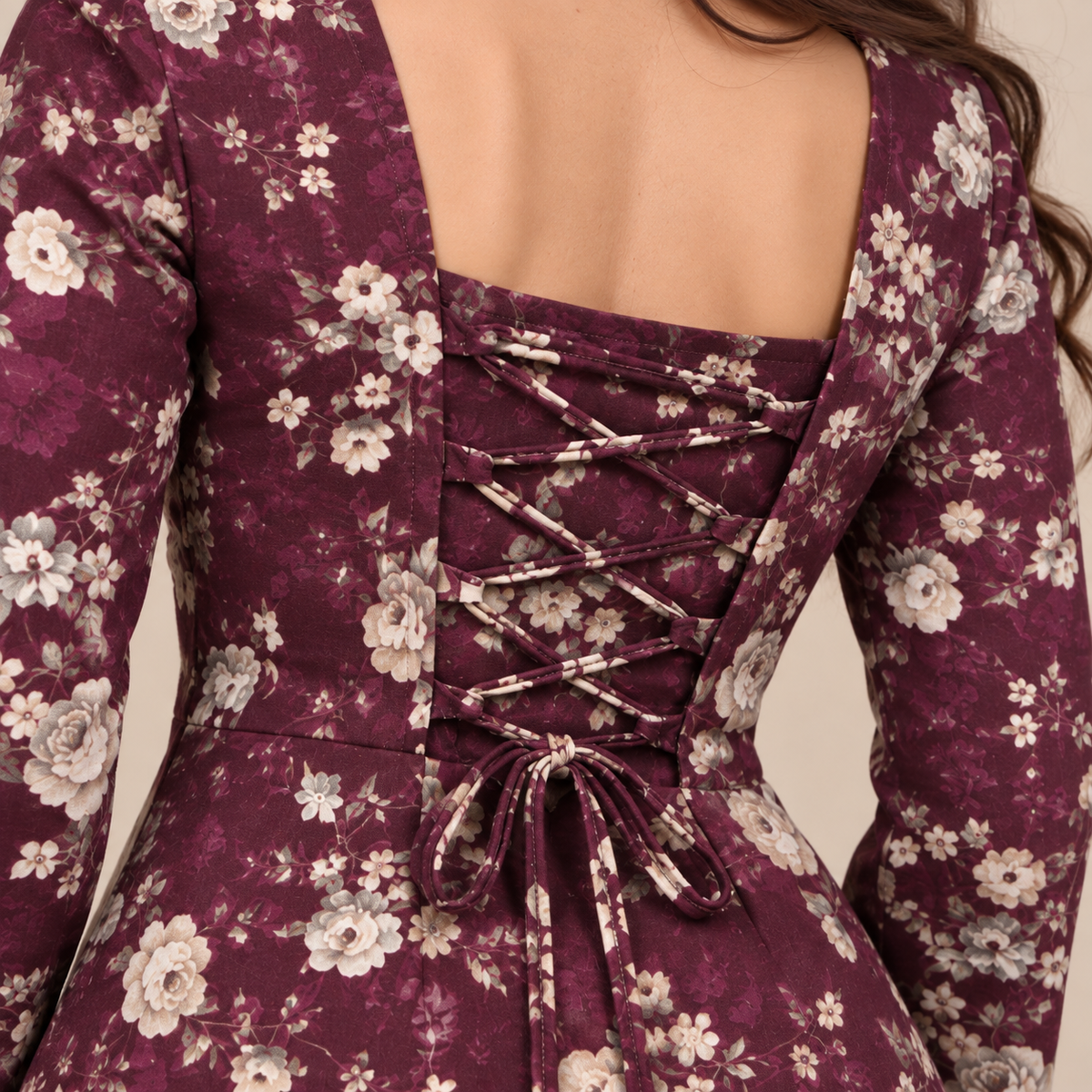 Maroon Floral- Corset Back Kurti