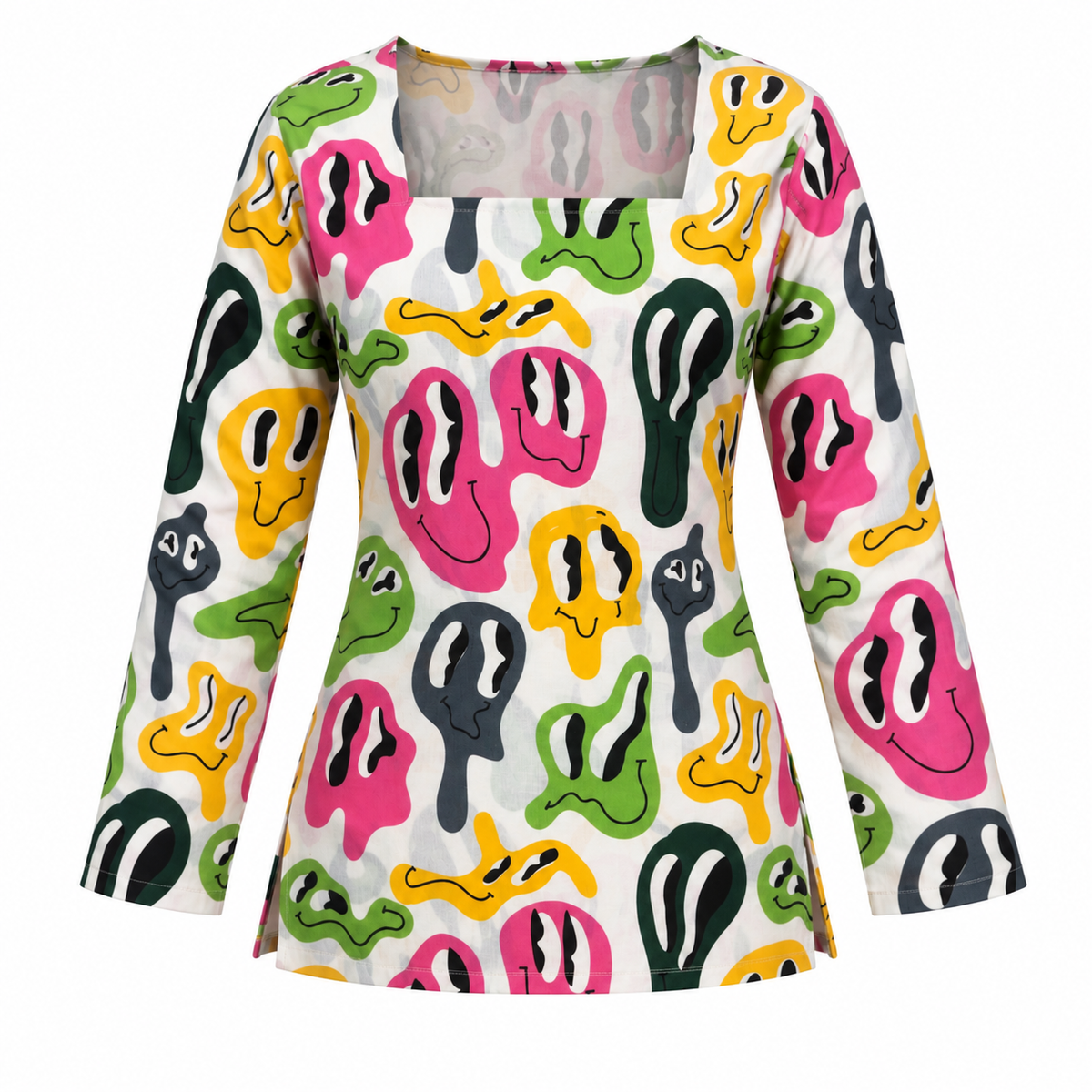 Pop Art Faces- Square Neck Kurti
