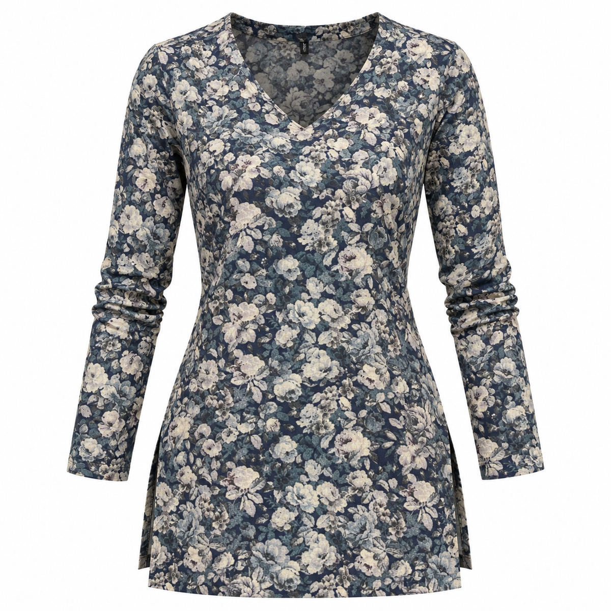 Floral Navy- Straight Sleeve Kurti
