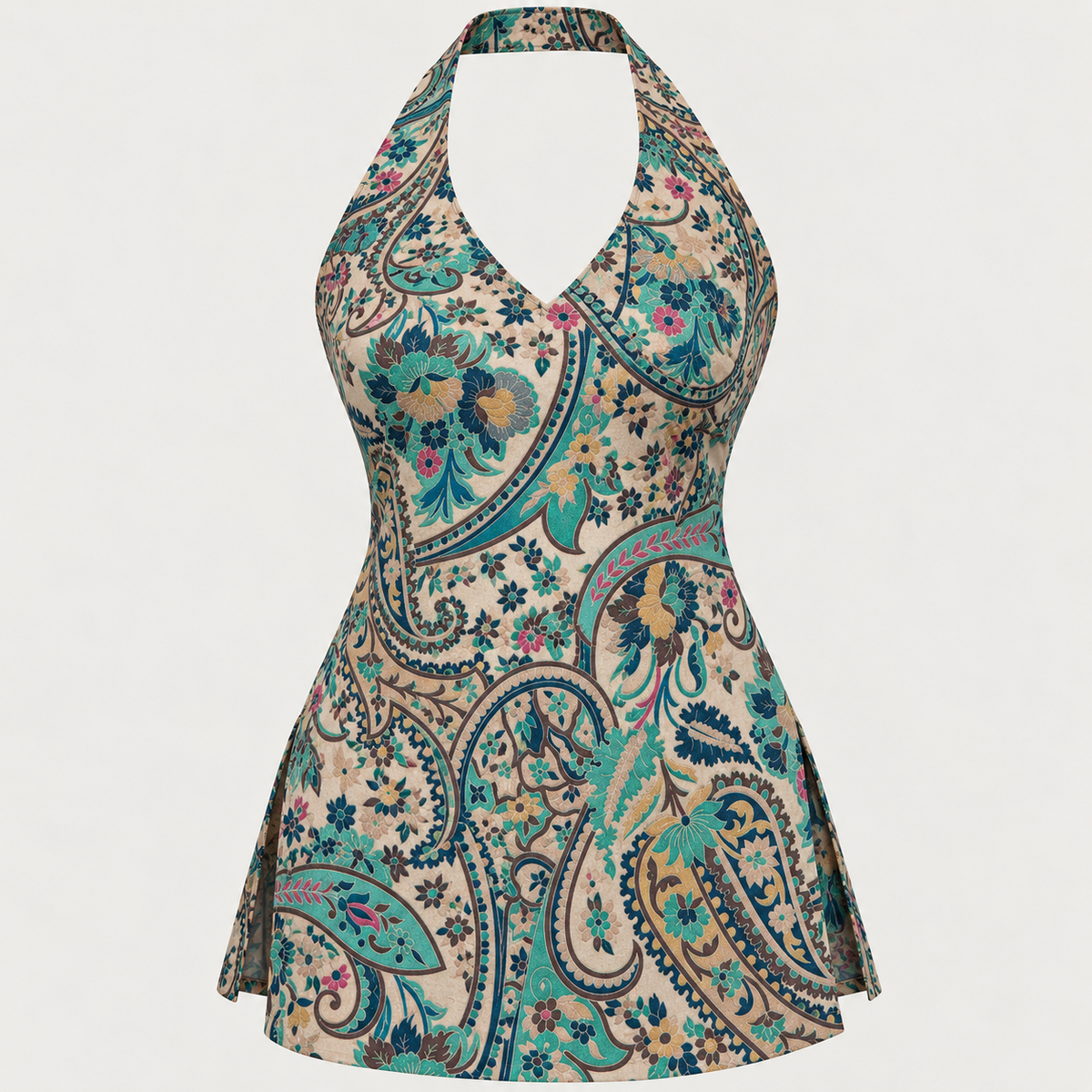 Ivory Paisley Floral- Halter Neck Kurti