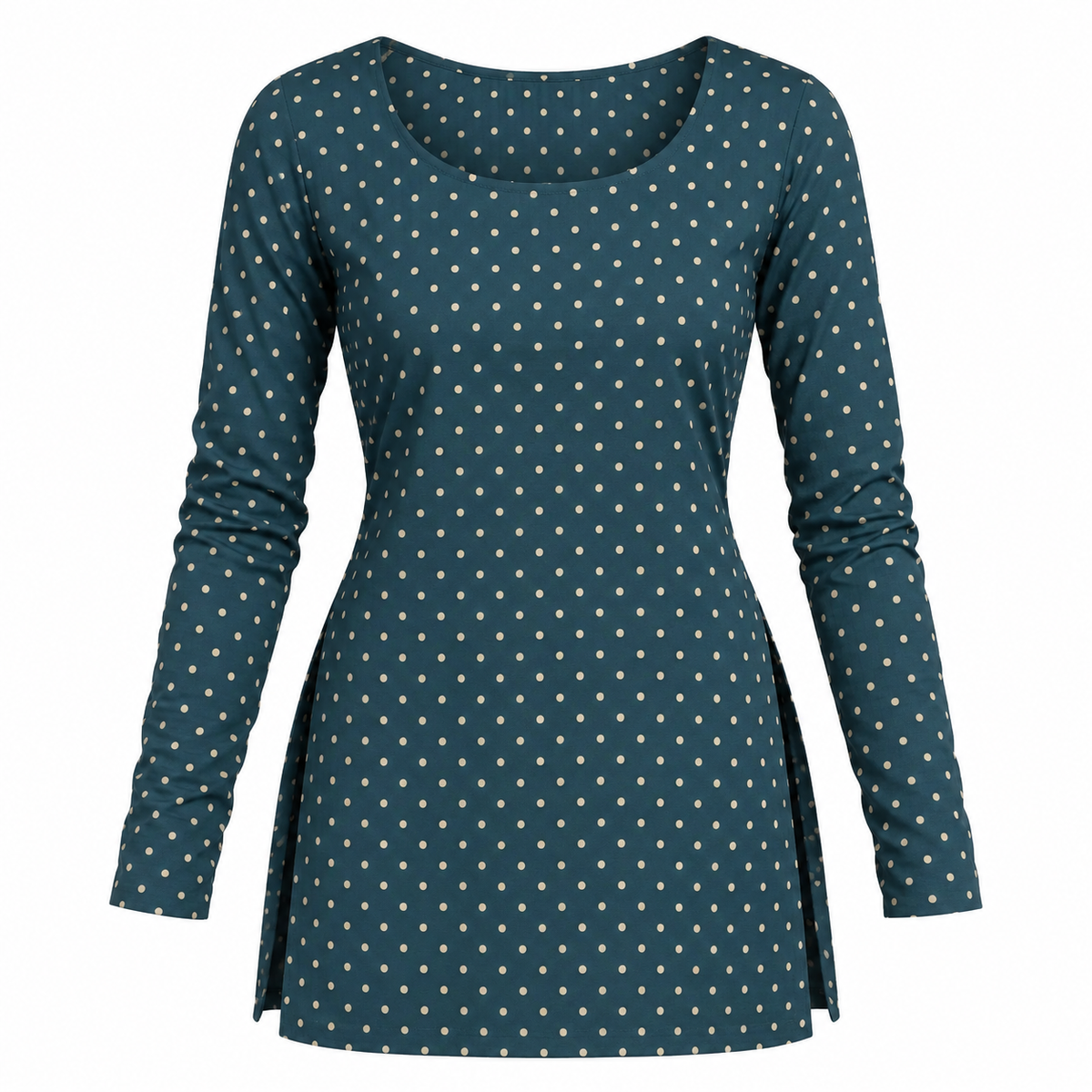Polka Dot Teal- Boat Neck Kurti