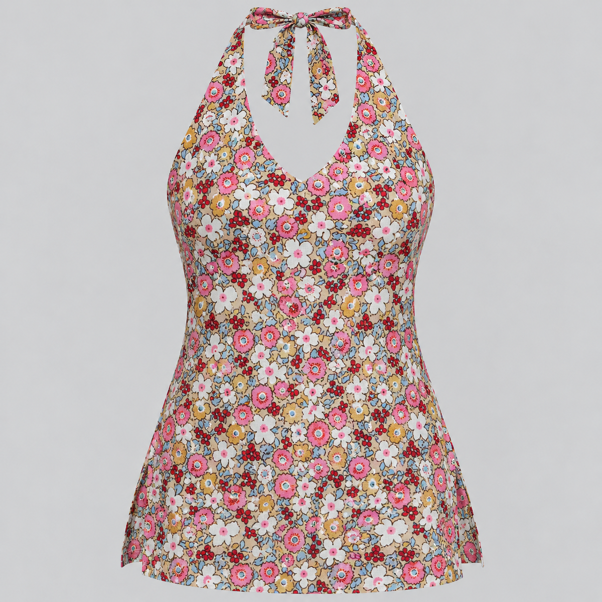 Floral Halter-Neck Kurti