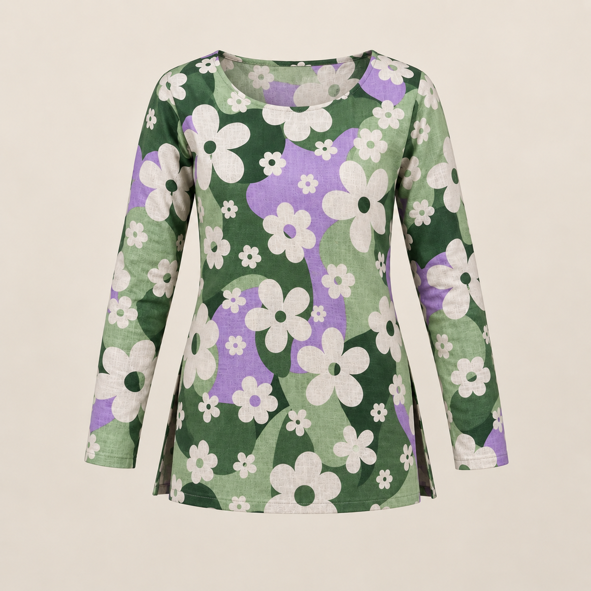 Retro Floral- Boat Neck Kurti