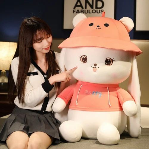 Happy Bunny Plush Doll Soft Cushion Toy