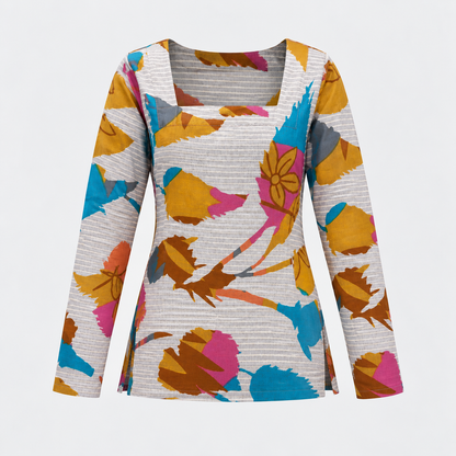 Abstract Floral- Square Neck Kurti