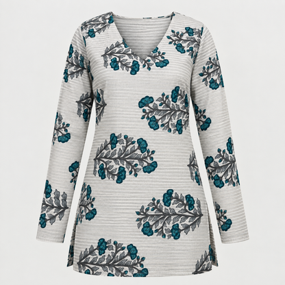 Teal Botanical- Straight Sleeve Kurti