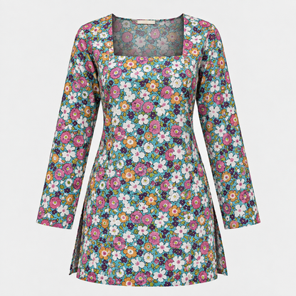 Floral Bloom- Square Neck Kurti
