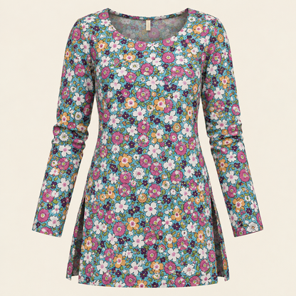 Floral Bloom- Boat Neck Kurti