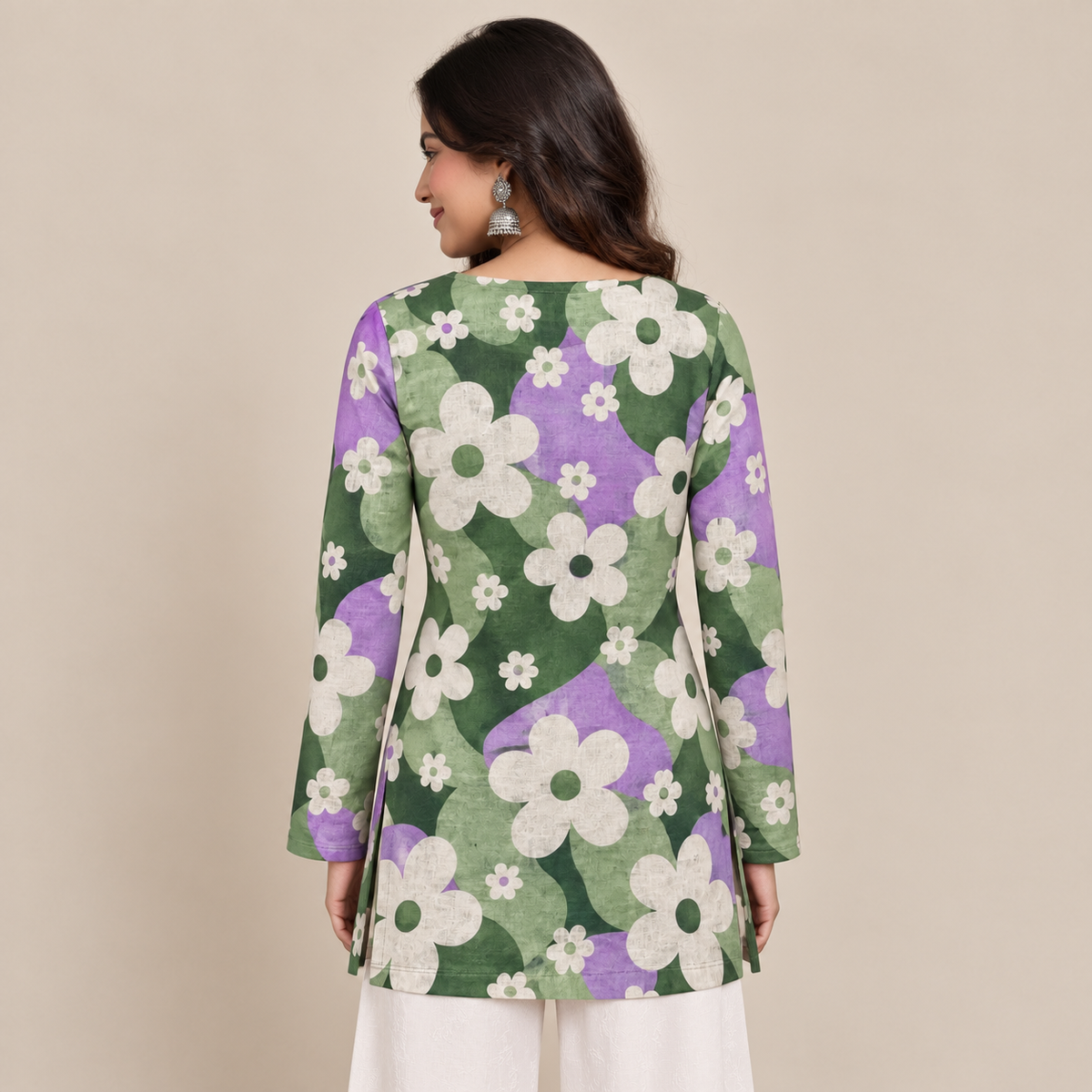 Retro Floral- Square Neck Kurti