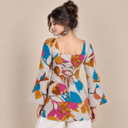 Abstract Floral- Corset Back Kurti