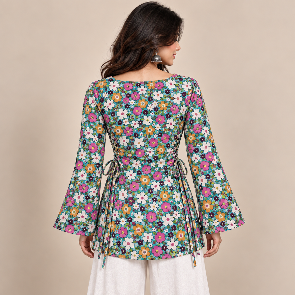 Floral Bloom- Side Corset Kurti