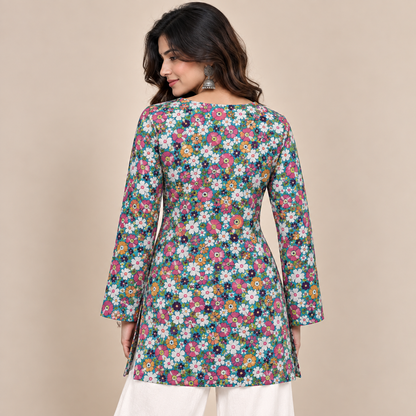 Floral Bloom- Square Neck Kurti