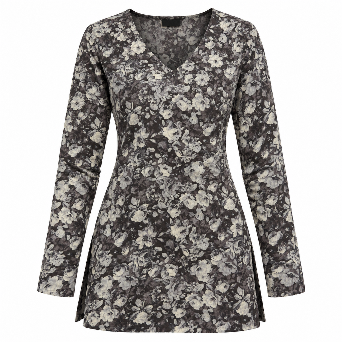Dark Floral- Straight Sleeve Kurti