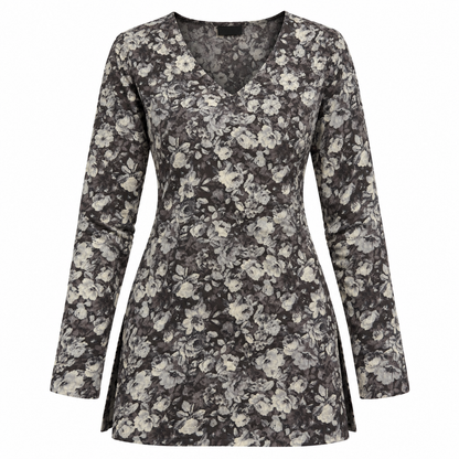 Dark Floral- Straight Sleeve Kurti