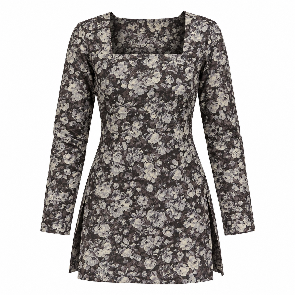 Dark Floral- Square Neck Kurti