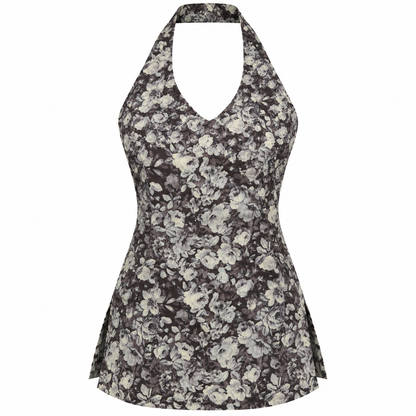 Dark Floral- Halter Neck Kurti