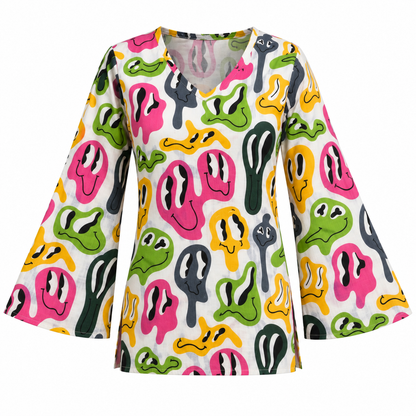 Pop Art Faces- Bell Sleeve Kurti