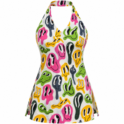 Pop Art Faces- Halter Neck Kurti