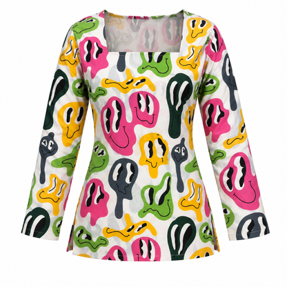 Pop Art Faces- Square Neck Kurti