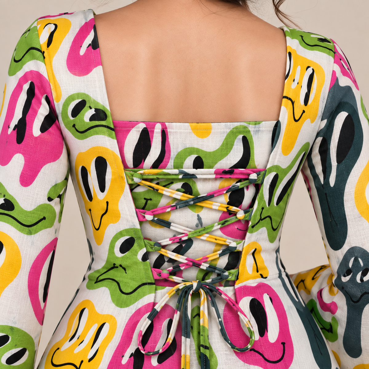 Pop Art Faces- Corset Back Kurti