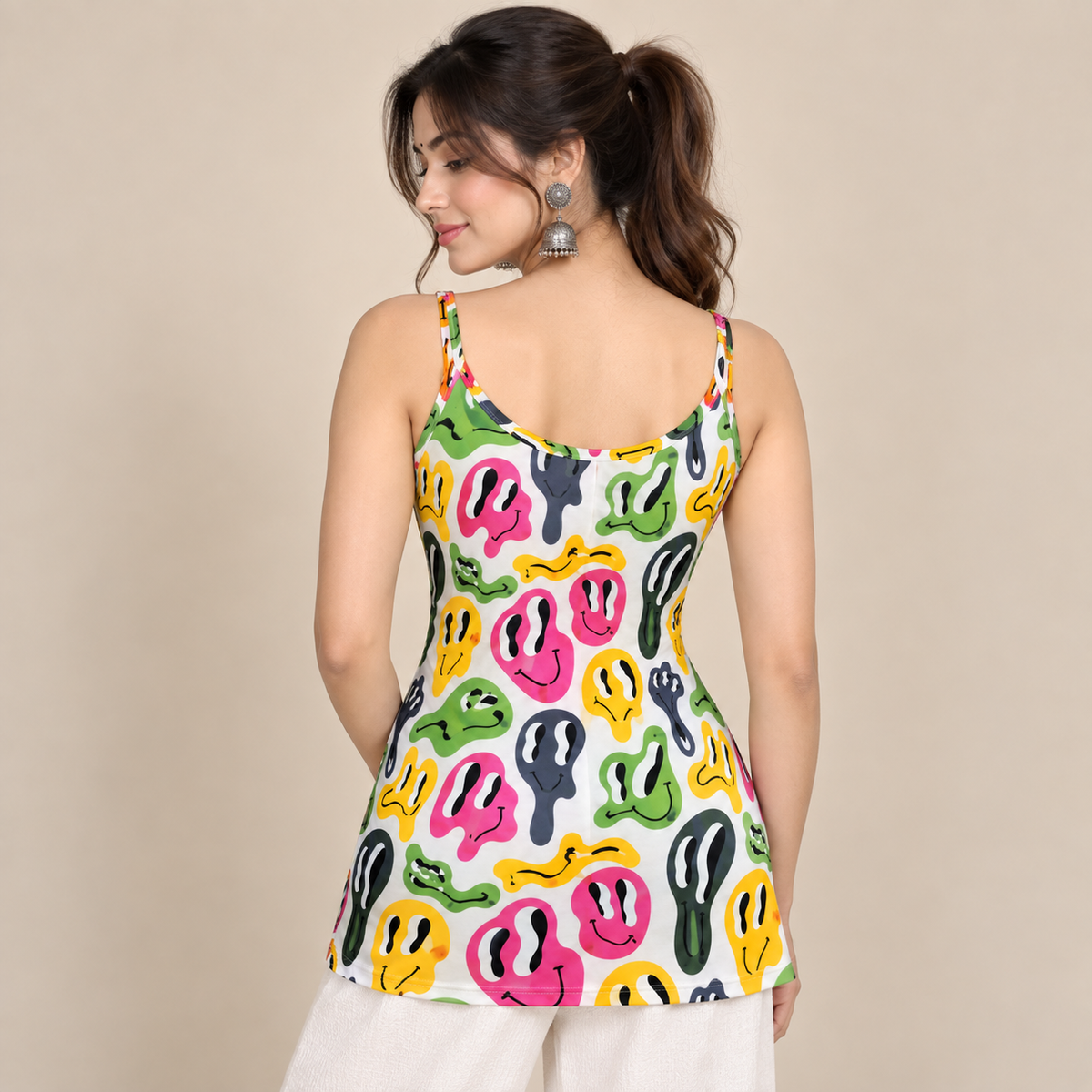 Pop Art Faces- Sleeveless Kurti