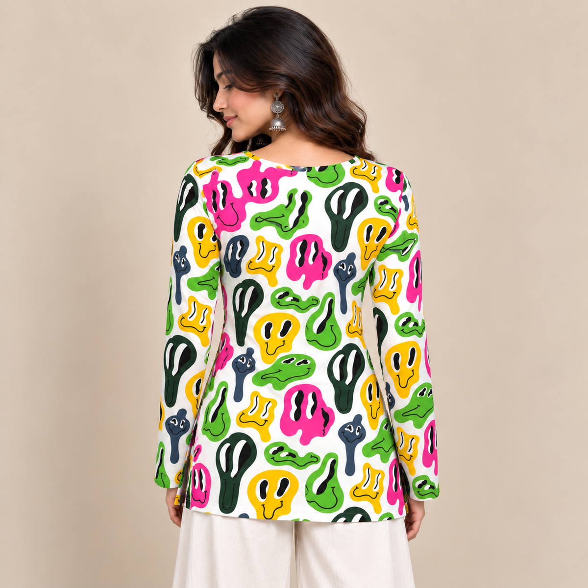 Pop Art Faces- Boat Neck Kurti