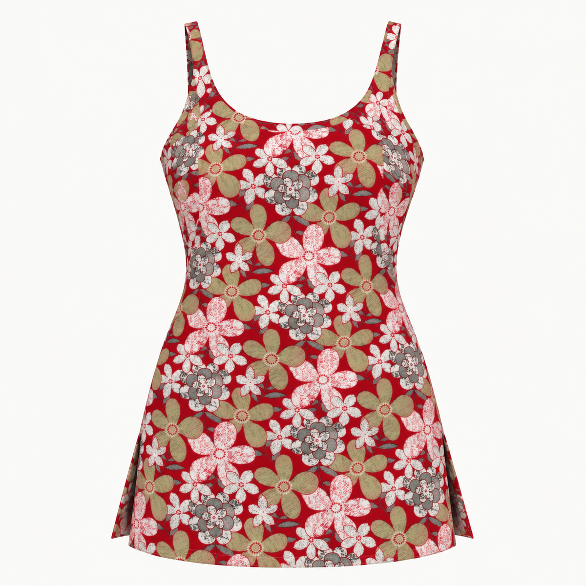 Floral Red- Sleeveless Kurti