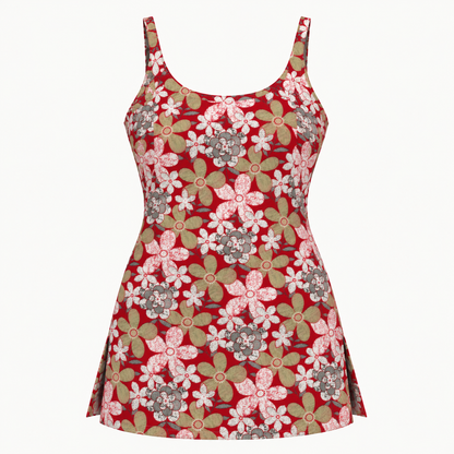 Floral Red- Sleeveless Kurti