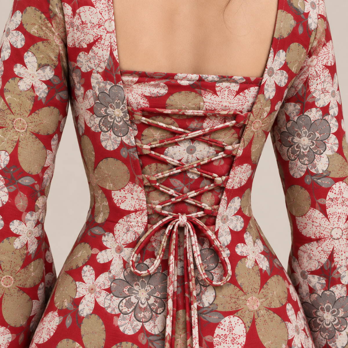 Floral Red- Corset Back Kurti