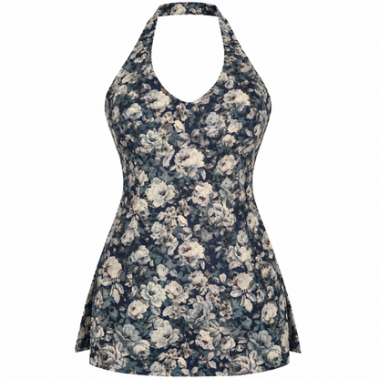 Floral Navy- Halter Neck Kurti