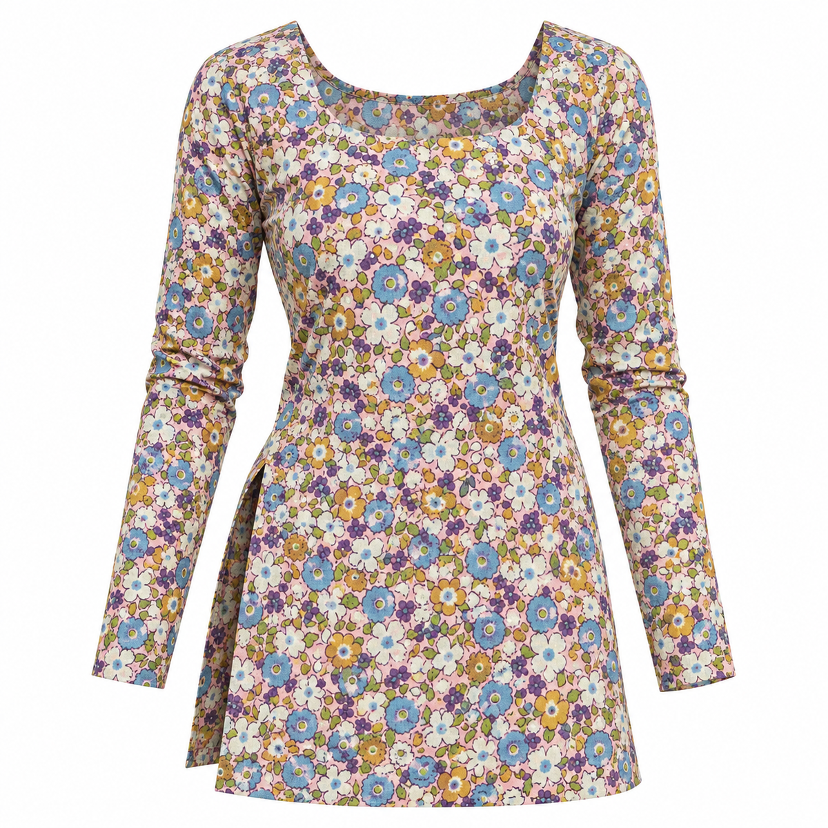 Spring Bloom- Boat Neck Kurti