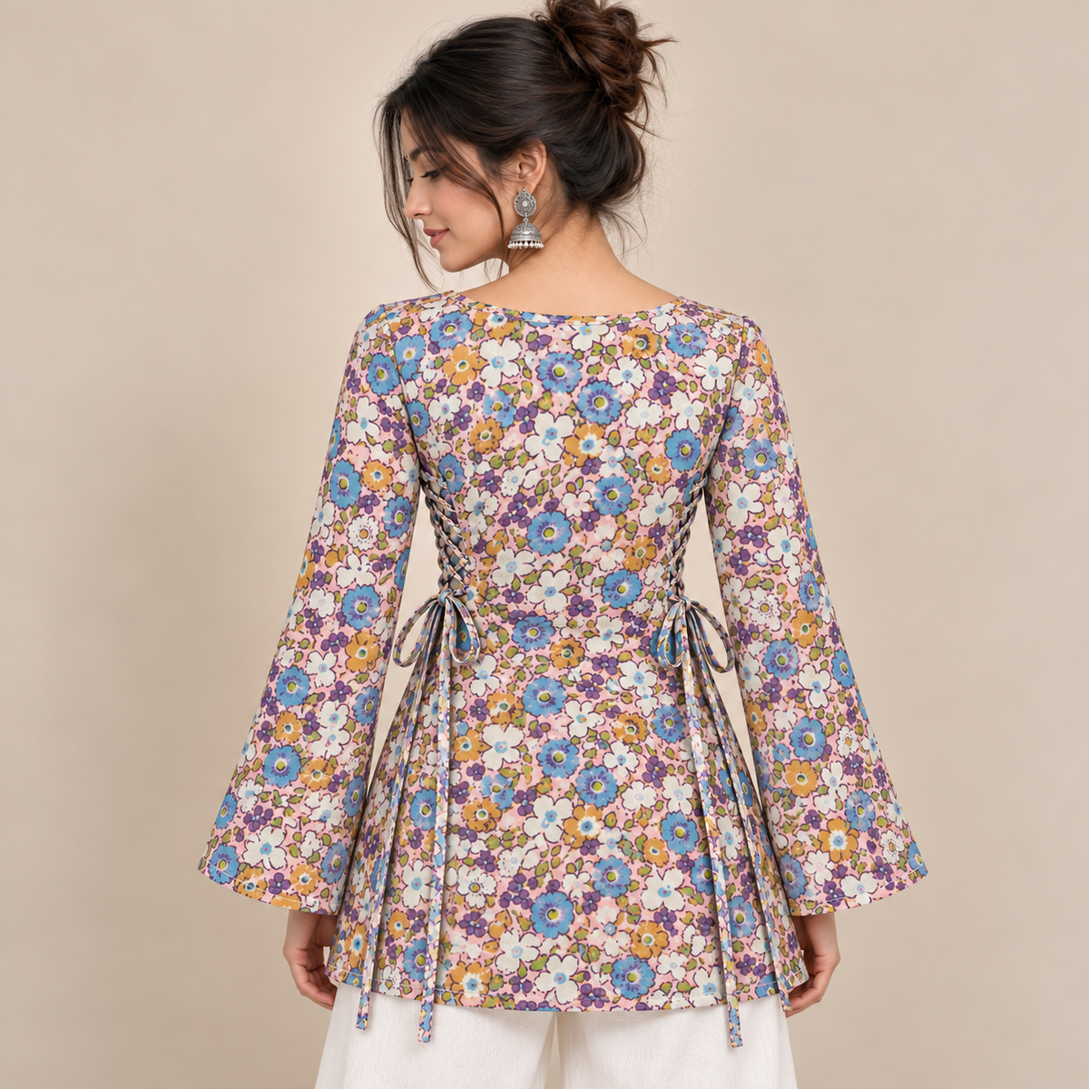 Spring Bloom- Side Corset Kurti