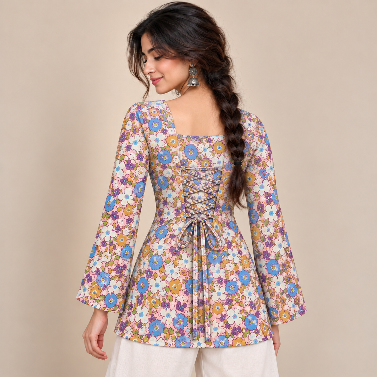 Spring Bloom- Corset Back Kurti