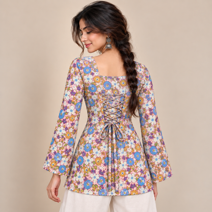 Spring Bloom- Corset Back Kurti