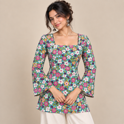 Floral Bloom- Corset Back Kurti
