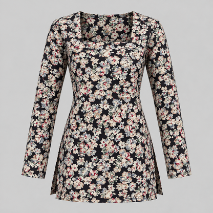 Midnight Floral- Square Neck Kurti
