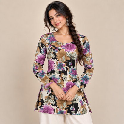 Aurelia Botanique- Boat Neck Kurti