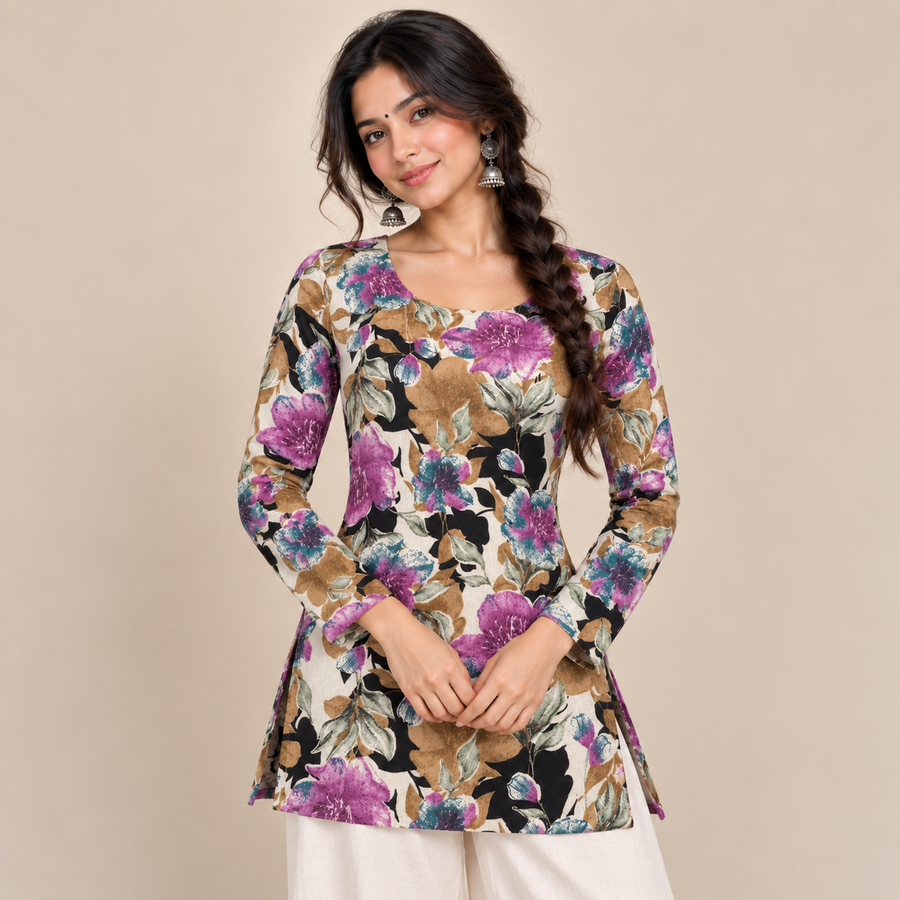 Aurelia Botanique- Boat Neck Kurti