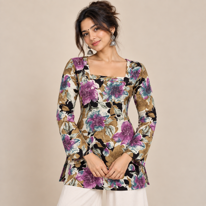 Aurelia Botanique- Square Neck Kurti
