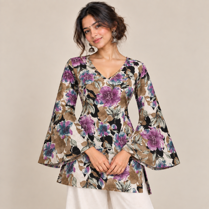 Aurelia Botanique- Bell Sleeve Kurti