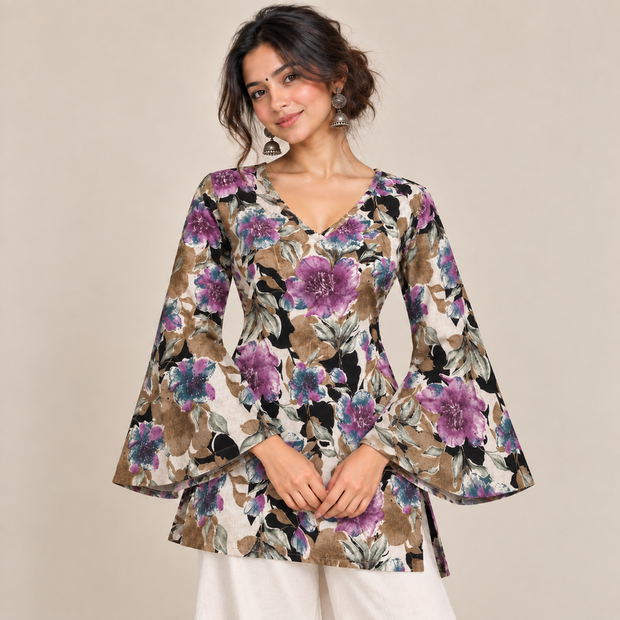 Aurelia Botanique- Bell Sleeve Kurti