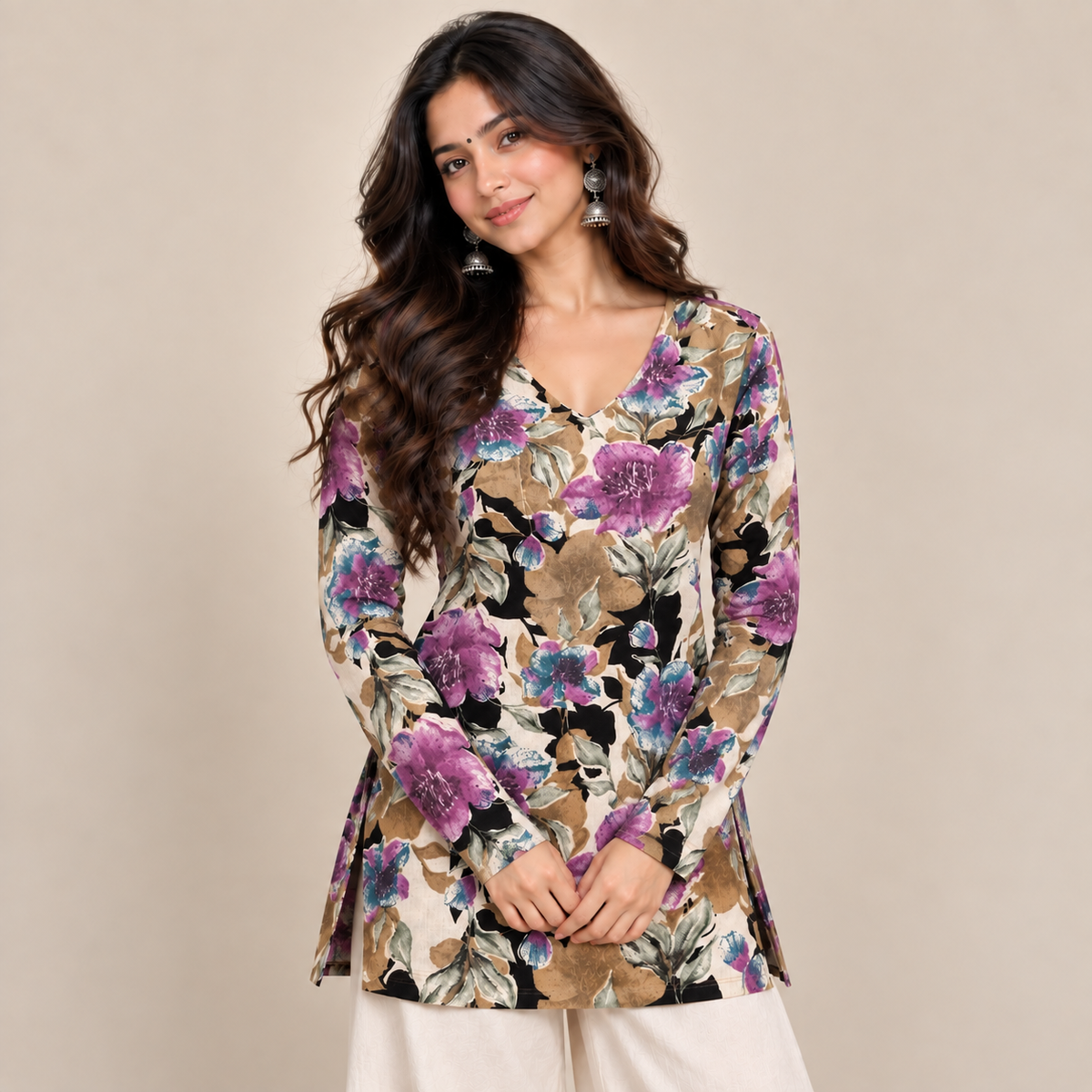 Aurelia Botanique- Straight Sleeve Kurti