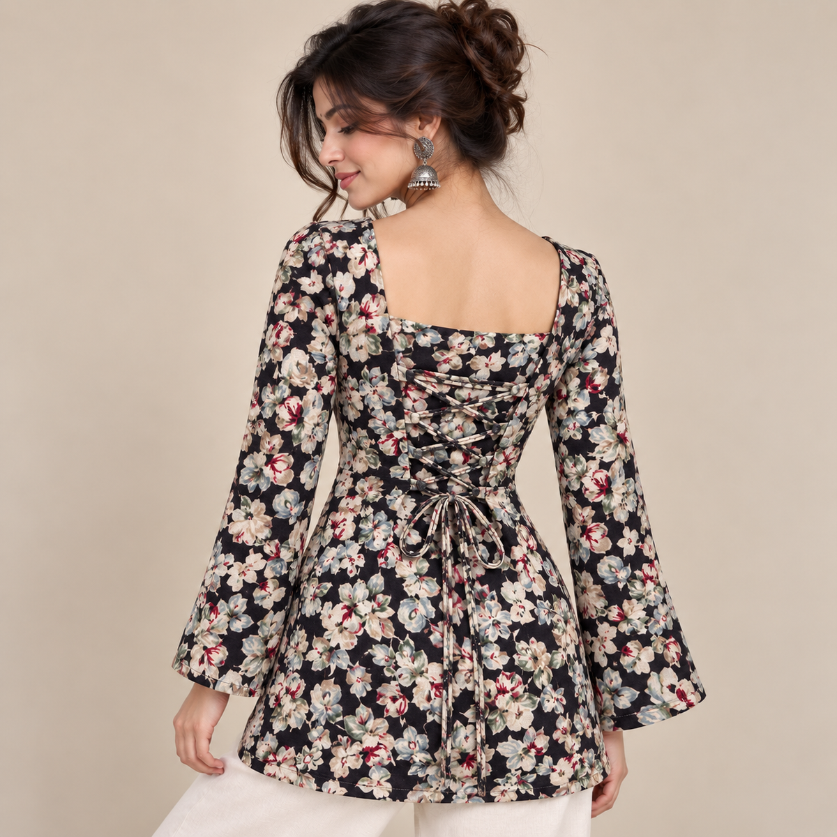 Midnight Floral- Corset Back Kurti