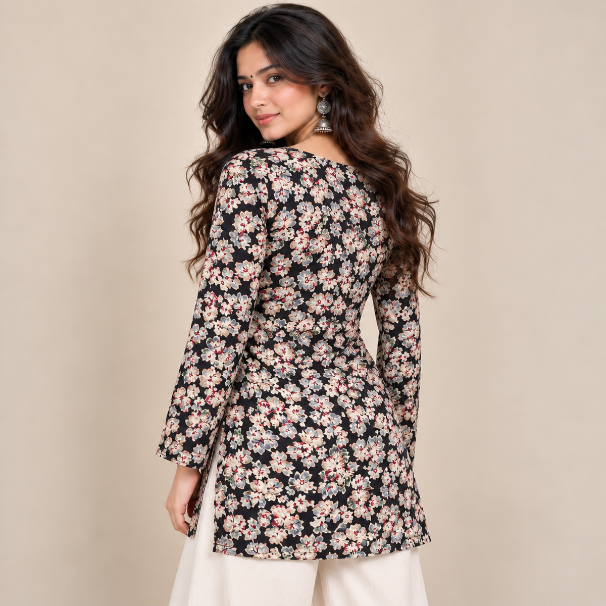 Midnight Floral- Square Neck Kurti