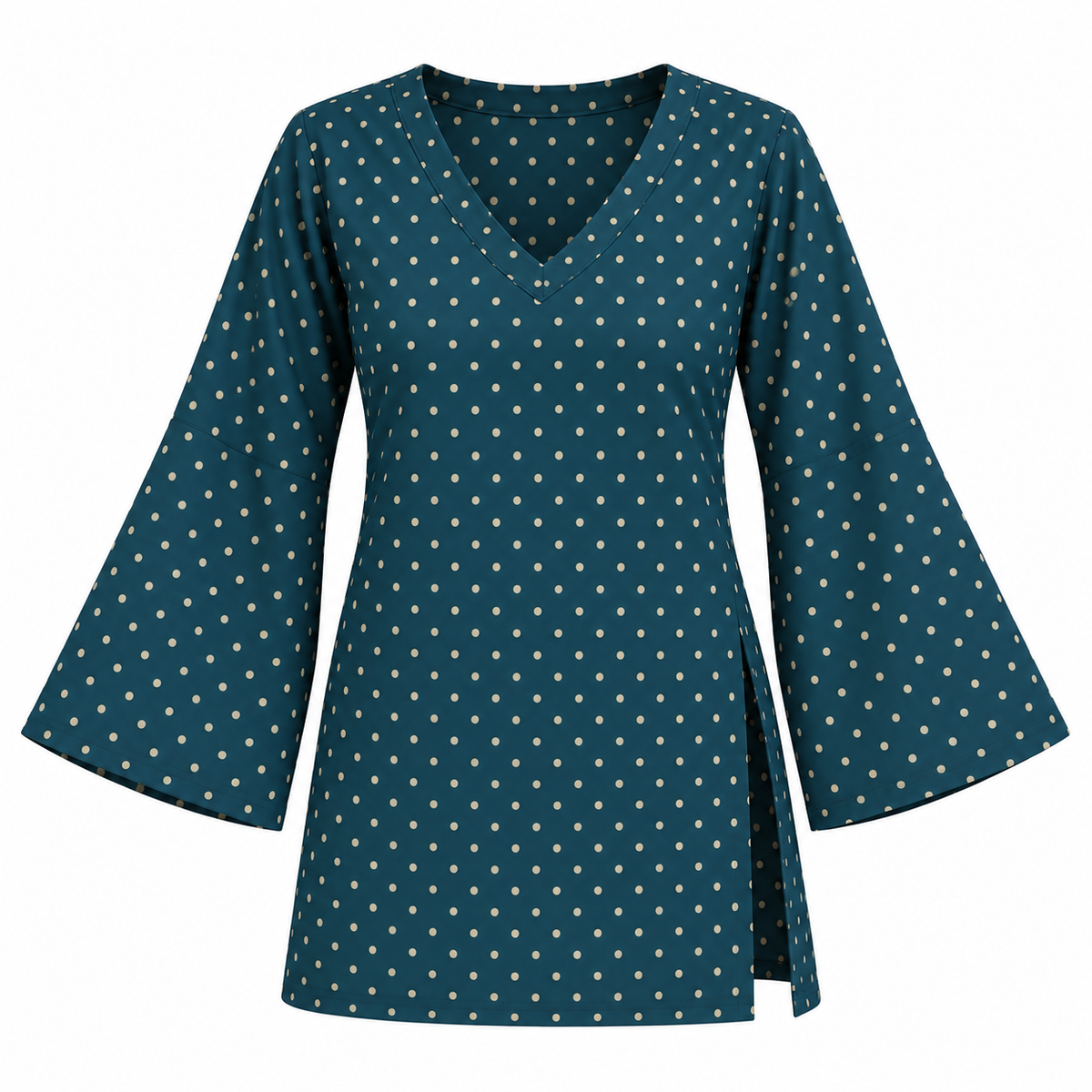 Polka Dot Teal- Bell Sleeve Kurti