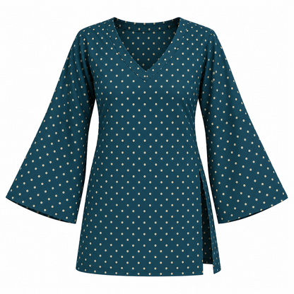 Polka Dot Teal- Bell Sleeve Kurti