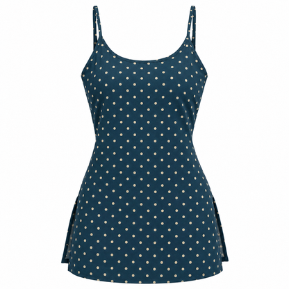 Polka Dot Teal- Sleeveless Kurti