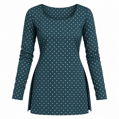 Polka Dot Teal- Boat Neck Kurti
